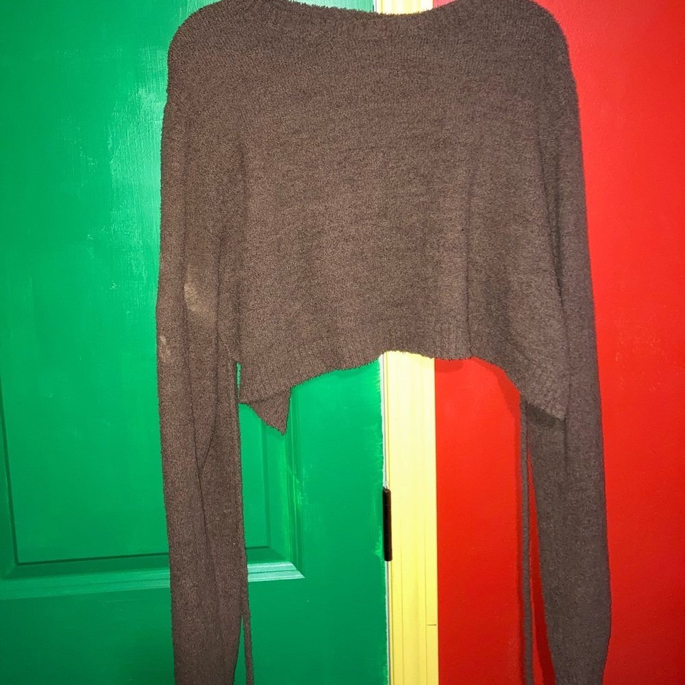 Brown Crop Sweater & Skirt Set